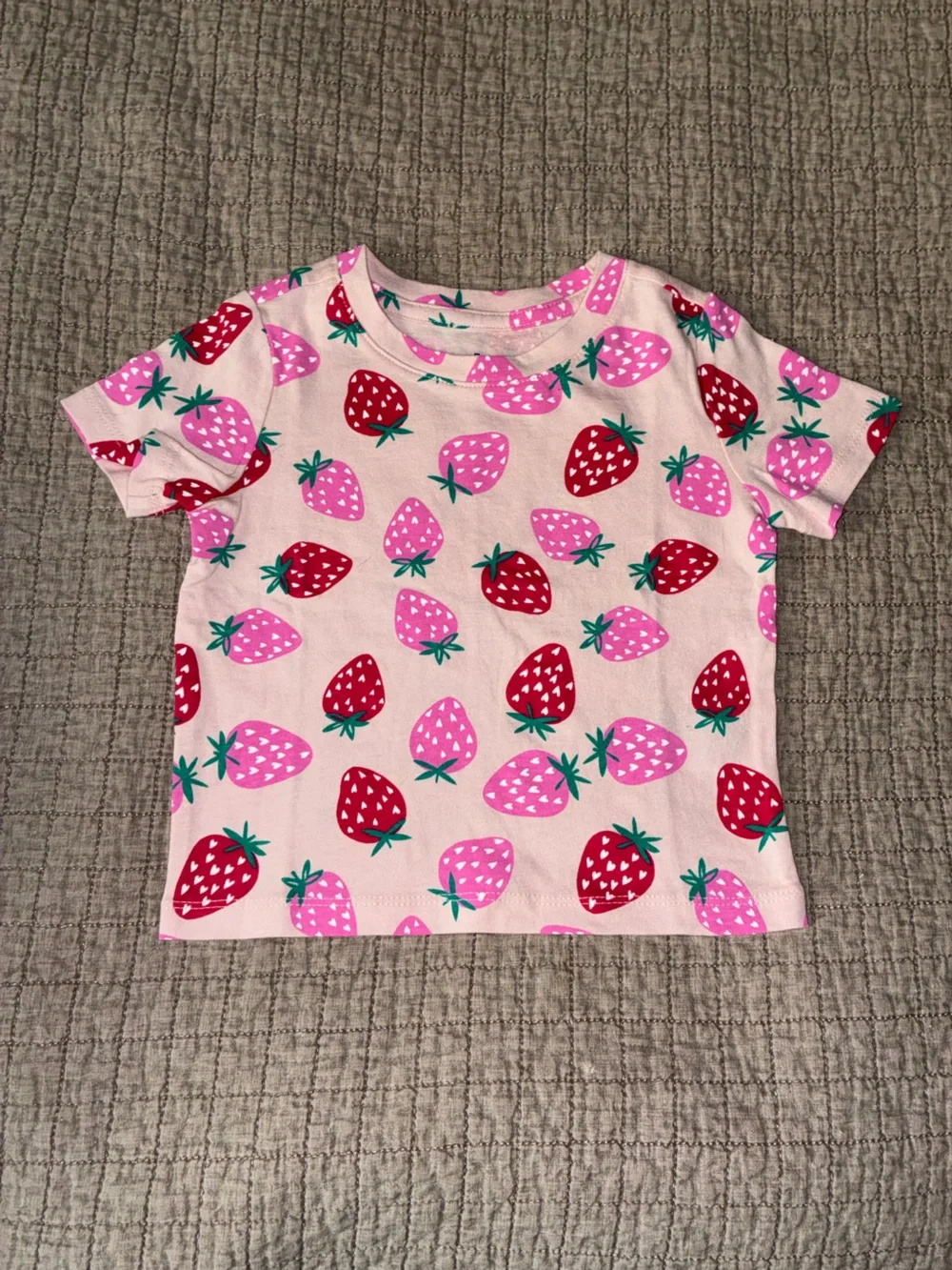 GAP Pink Strawberry Print Short Sleeve Pajama Top